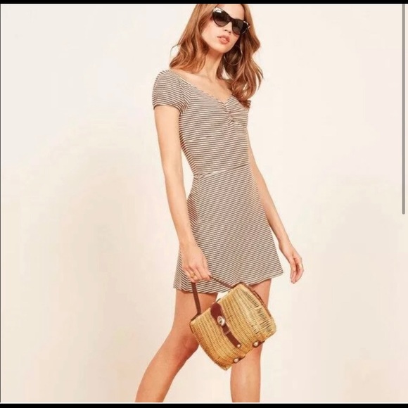 Reformation Viola Striped Skater Dress - Picture 2 of 5